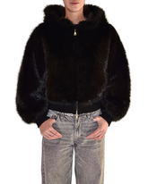 Bomber in eco-pelliccia con cappuccio