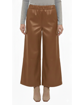 Pantalone lungo ampio in ecopelle