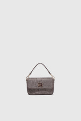 Borsa Shoulder con tracolla in tessuto spinato con cristalli