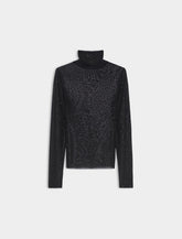 Top in maglia tulle con strass