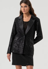 Blazer regular lungo monopetto con strass