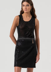 Top senza maniche con paillettes