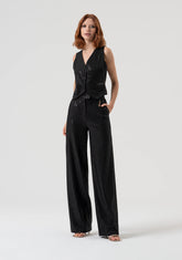 Pantalone a palazzo wide in tessuto con paillettes