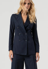 Blazer regular lungo doppiopetto gessato