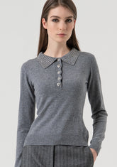 Polo regular in maglia con lana e cashmere