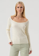 Maglia slim a costine con strass