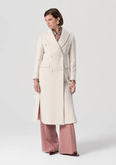 Cappotto regular lungo doppiopetto in tessuto spigato