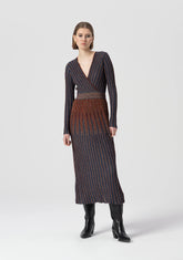 Abito regular midi in maglia con lana e lurex