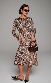 Abito midi stampa leo