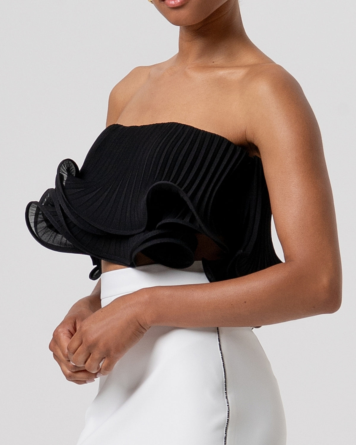 Top bustier bandeau plissé con ruches-2