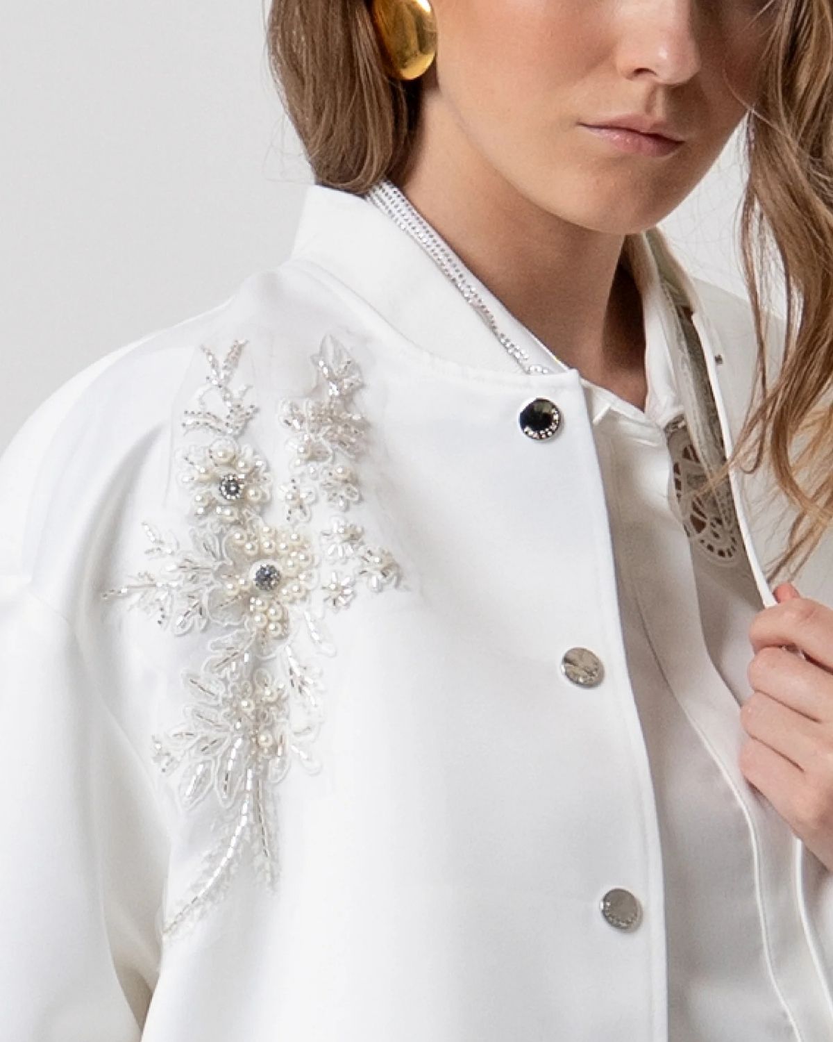 Bomber oversize bianco ricamato-2