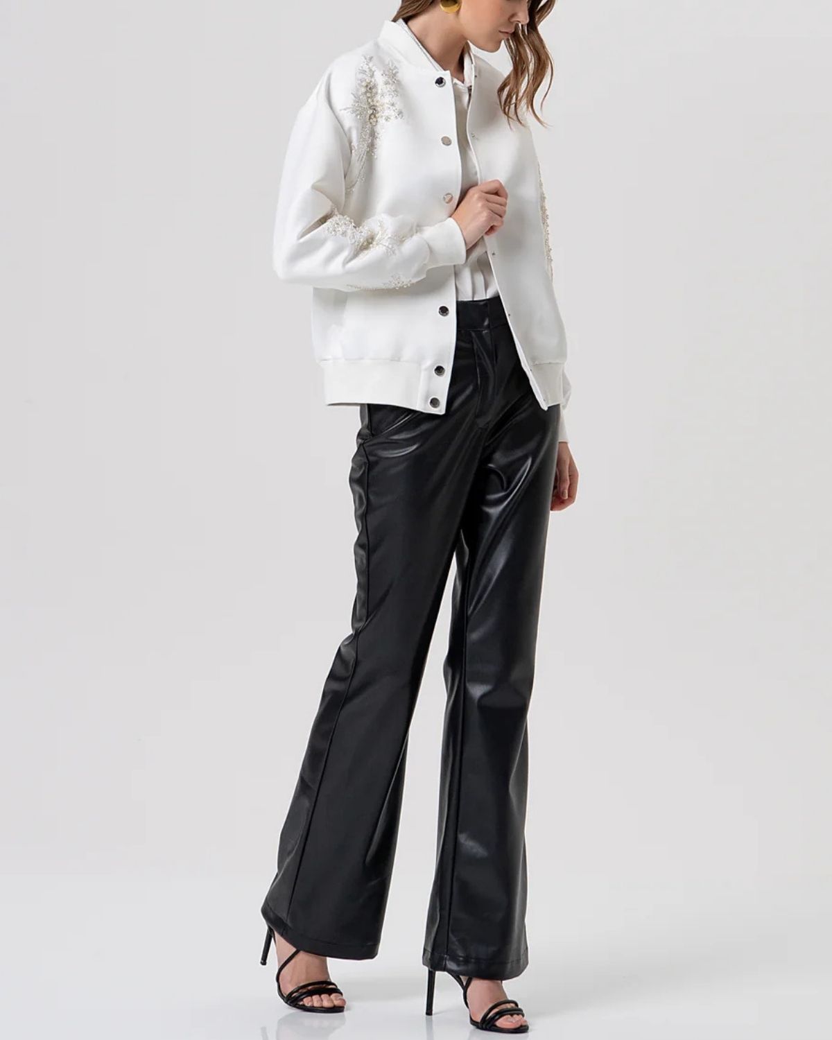 Bomber oversize bianco ricamato-4