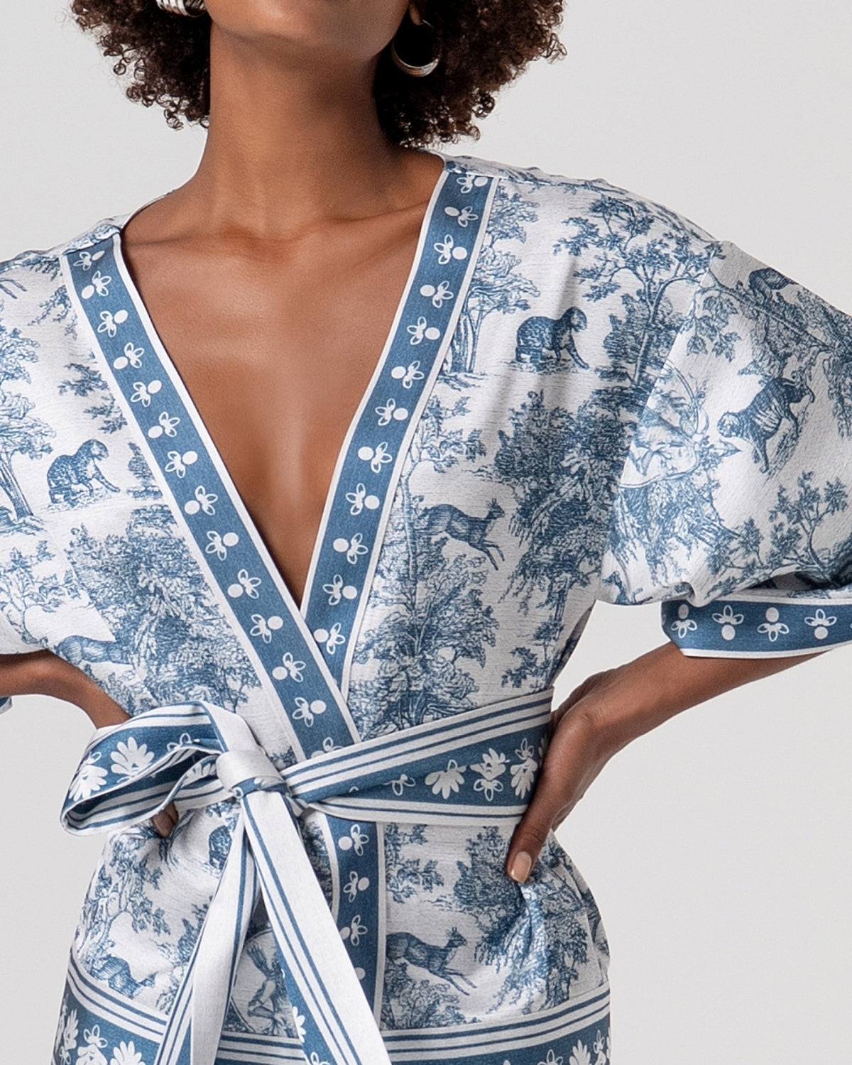 Kimono toile de Jouy con cintura in vita-2