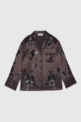 Camicia a pigiama in raso con fiori di paillettes