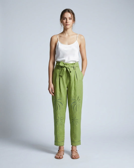 Pantalone in lyocell e lino dal taglio pulito