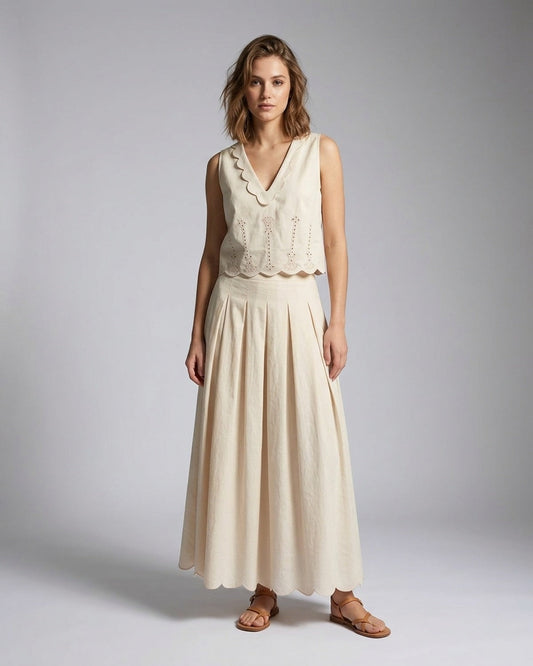 Top essenziale in lyocell e lino