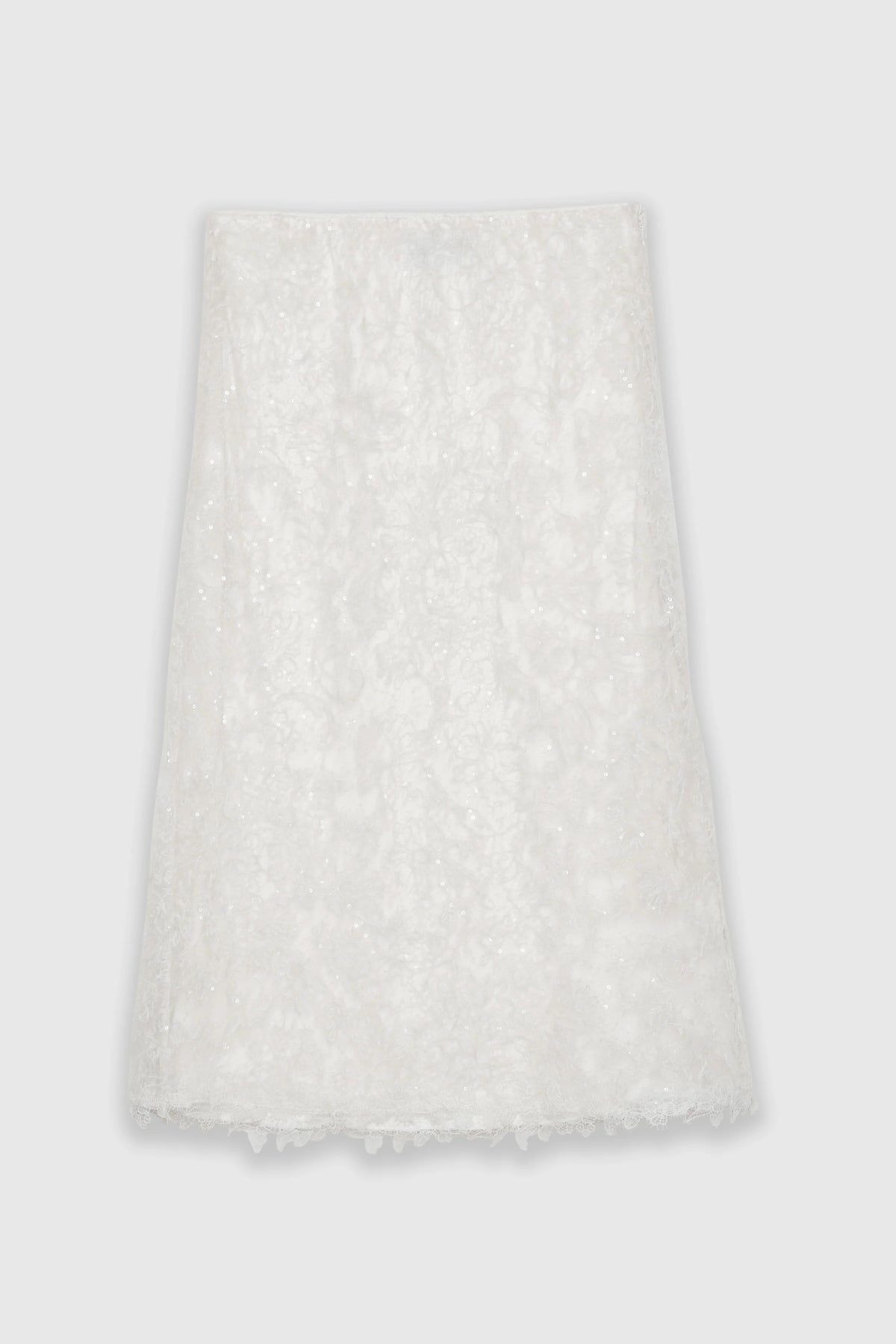 Gonna longuette di pizzo e paillettes