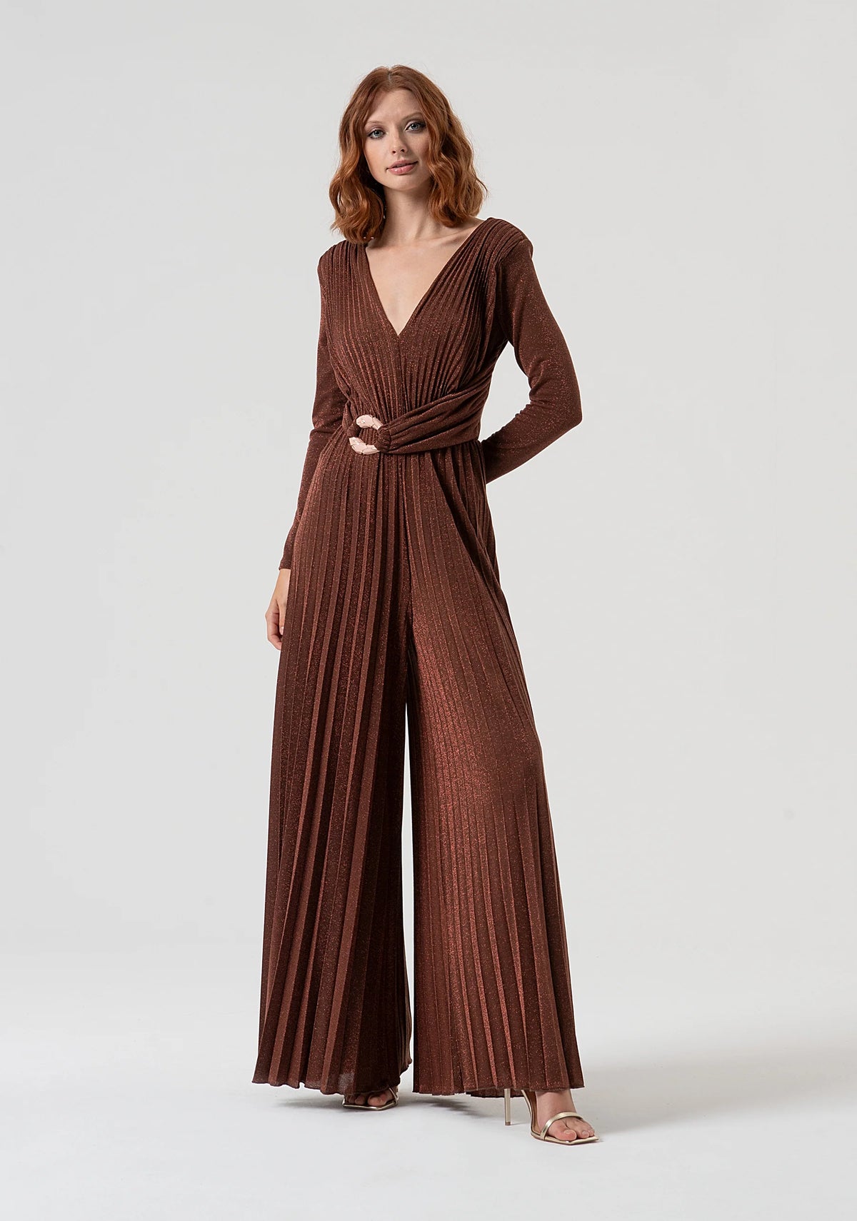 Tuta regular in tessuto plissettato