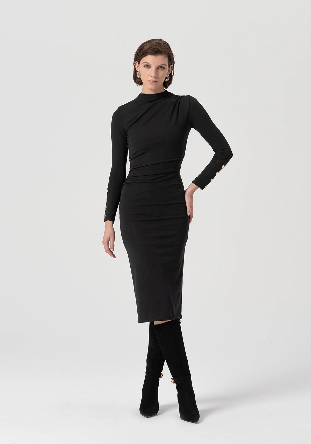 Abito slim midi in tessuto stretch