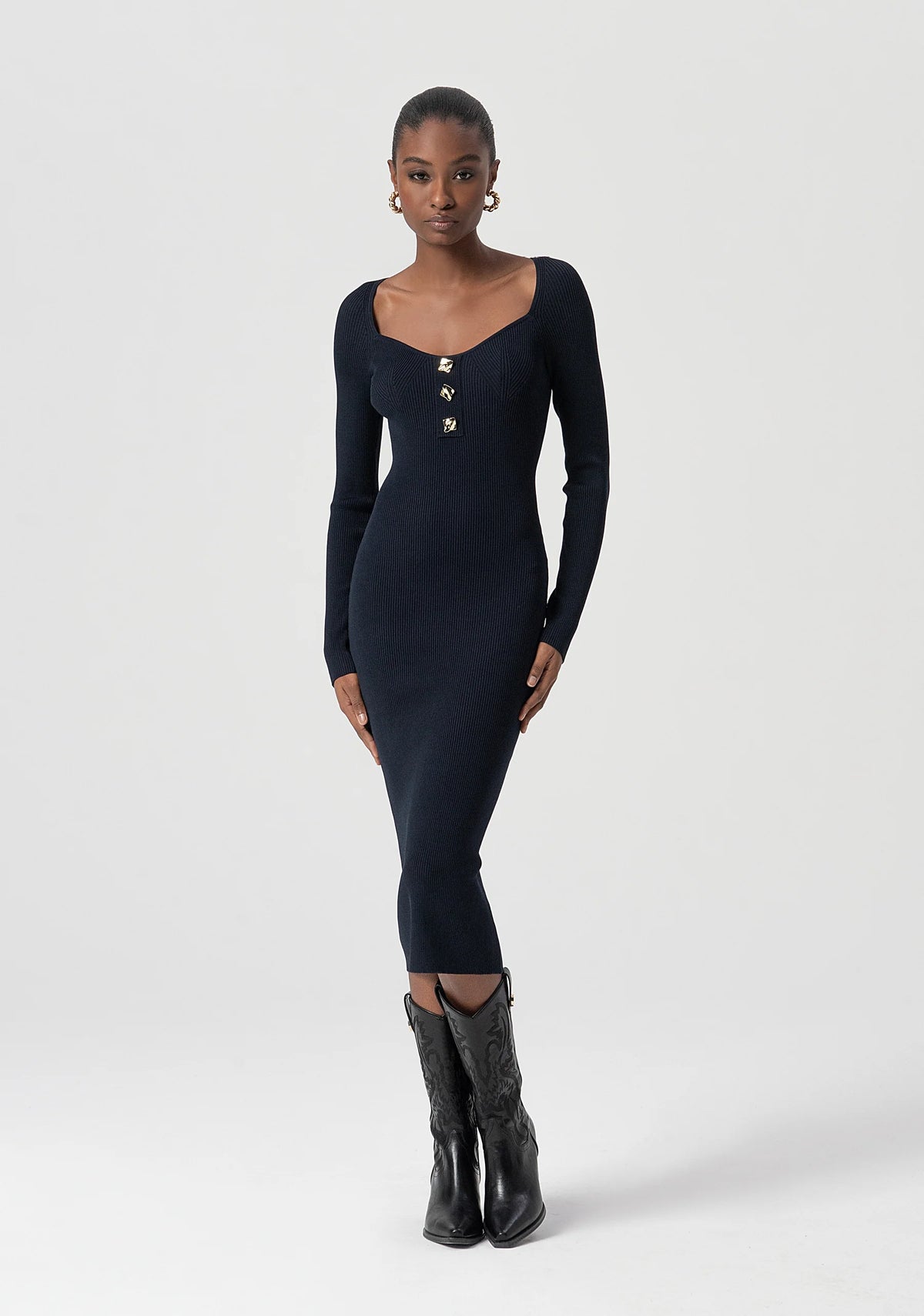 Abito slim midi in maglia