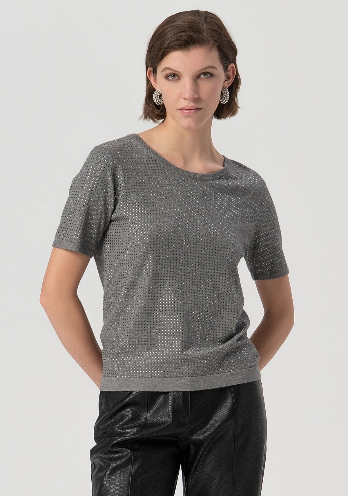 T-shirt regular con strass