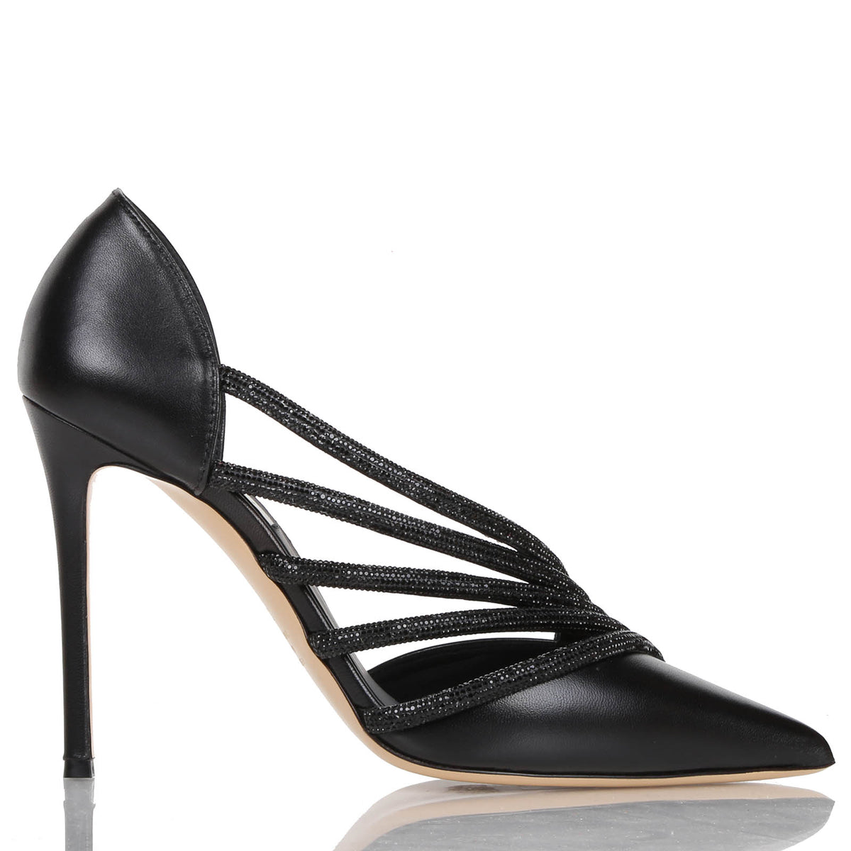 Décollté in morbida nappa con strass