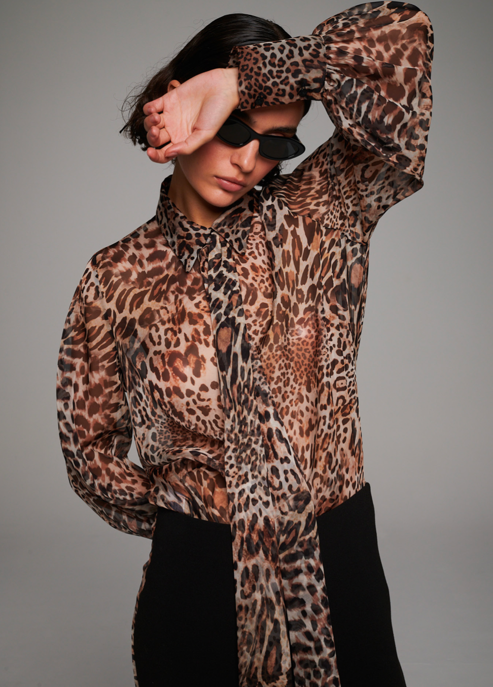 Camicia in organza stampa leo