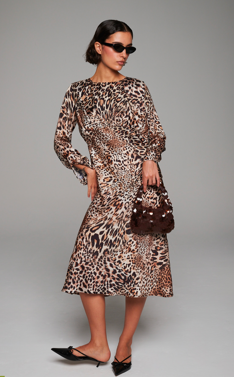 Abito midi stampa leo
