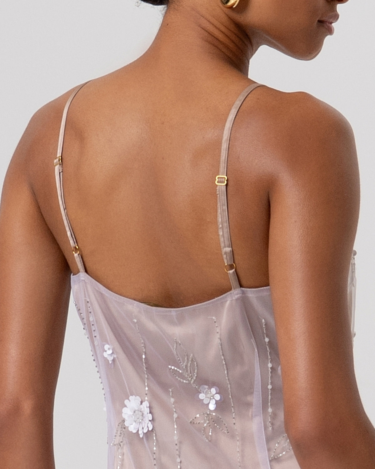 Abito corto in tulle ricamato floreale-4
