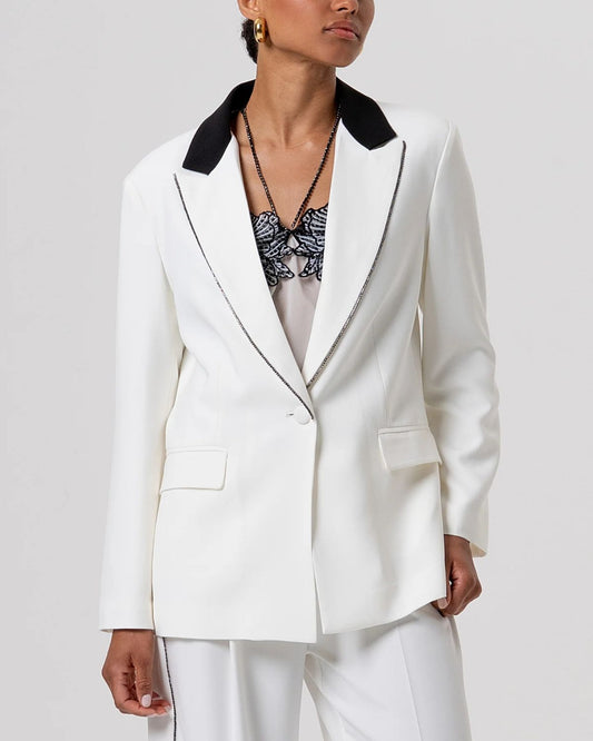 Blazer bicolor con revers a contrasto