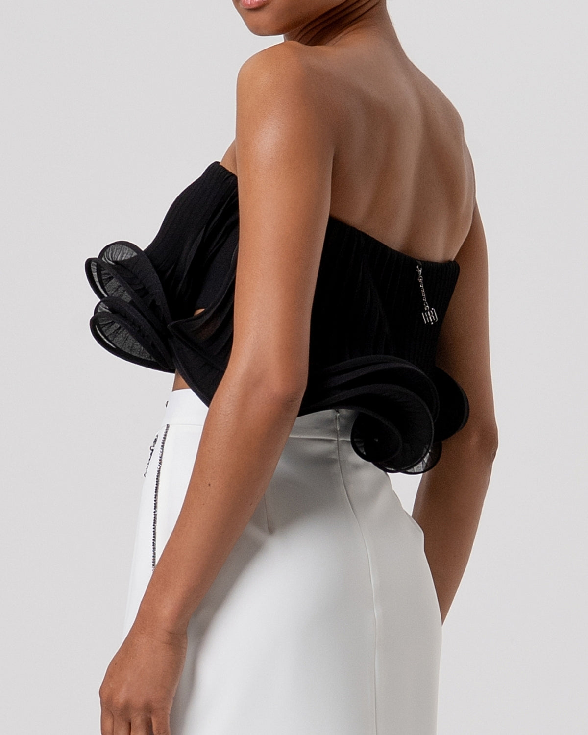 Top bustier bandeau plissé con ruches-3