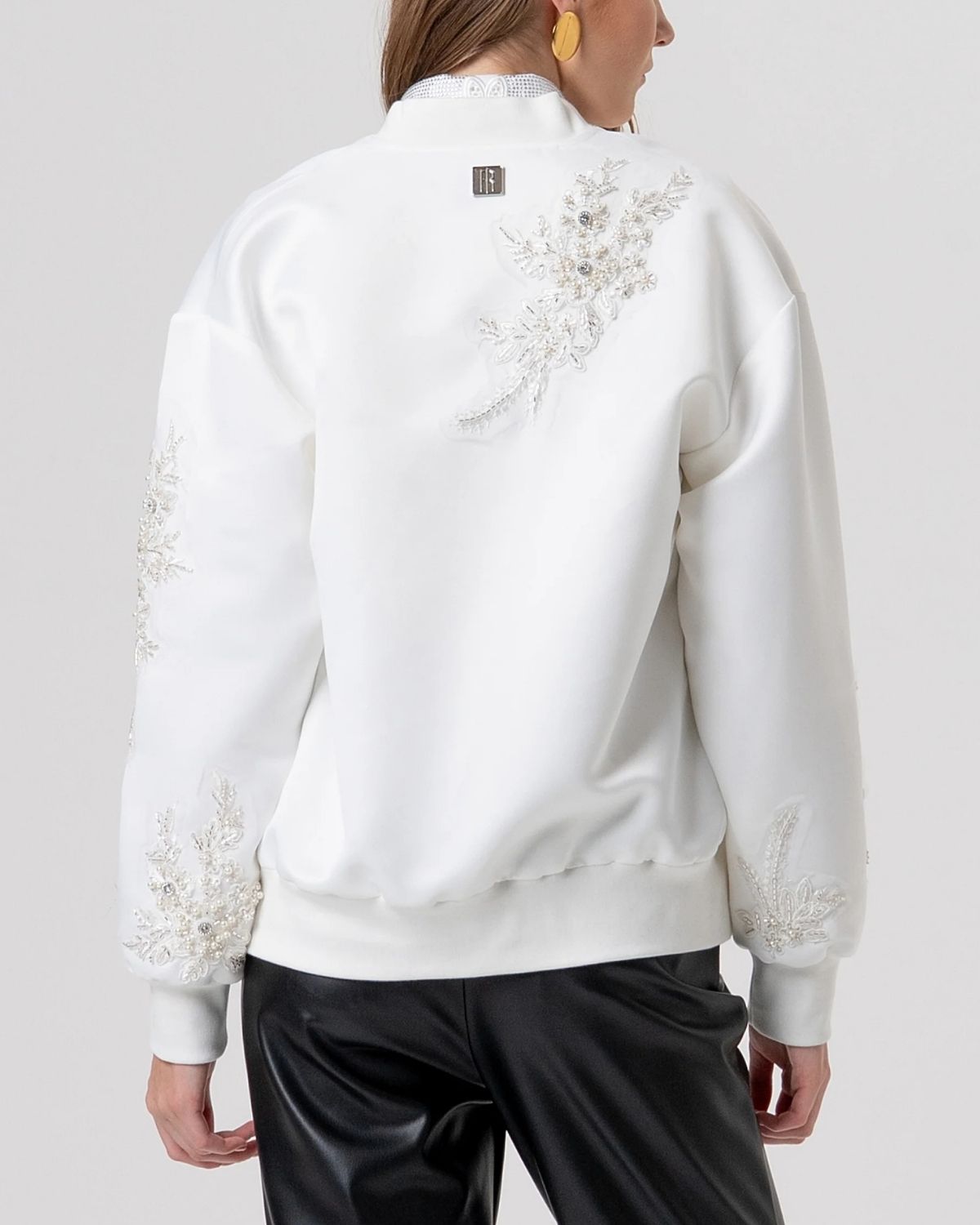 Bomber oversize bianco ricamato-3