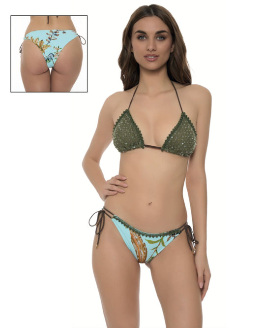 Bikini triangolo slip rete paillettes