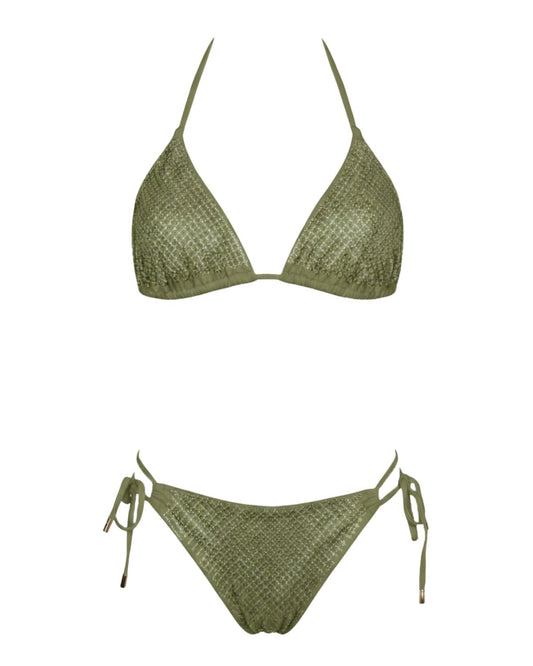 Bikini triangolo slip rete strass