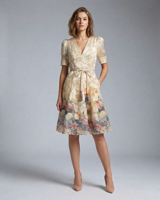 Abito midi con stampa floreale