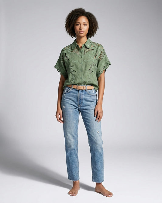 Camicia fluida in lyocell e lino