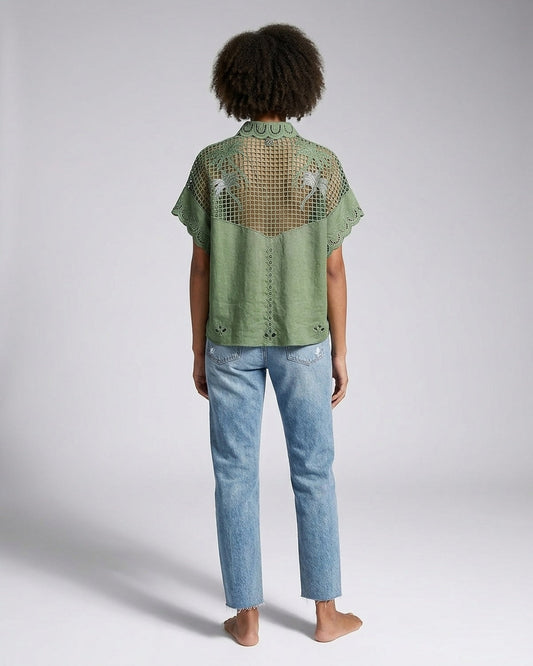 Camicia fluida in lyocell e lino